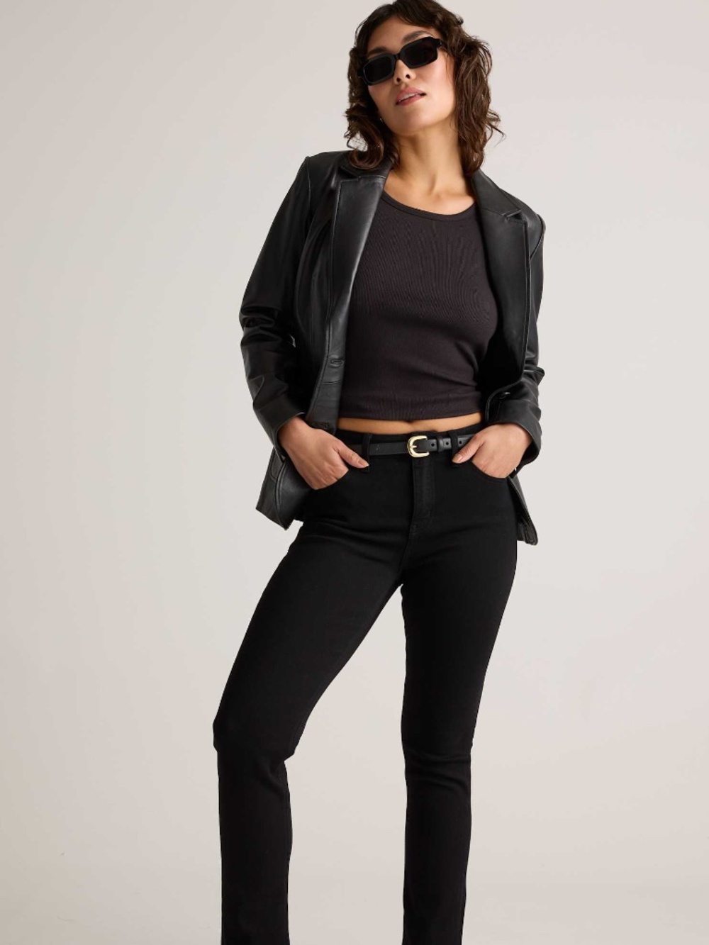 Quince Luna Stretch Slim Straight Jeans - Black Size 32